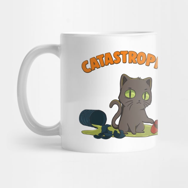 Cute Funny Catastrophe Kitten Spilling Drinks Cat by theperfectpresents